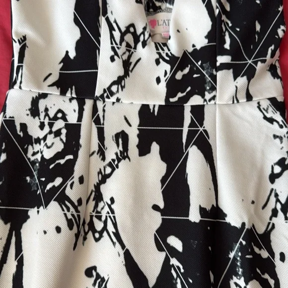 Elegant Black and White Abstract Dress - Picture 4 of 4